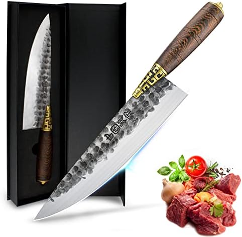 סכין מטבח סכין שף בעבודת יד סכין טאנג מלא בגודל 9 אינץ 'סכין סכין חריפה מזויף מזויף סכין חיתוך סכין מזויף