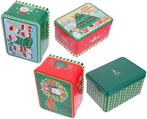 Hemoton 4PCS פחי חג מולד מחזיק כרטיס חג המולד קופסאות פח חג המולד פחי כרטיס מתנה קופסת עוגיות מתנה לחופשה
