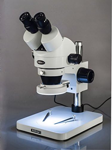 AMSCOPE SM-1BSZZ-1444S משקפת מקצועית מיקרוסקופ זום, עיניים WH10X ו- WH20X, הגדלה 3.5X-180X, 0.7X-4.5X זום מטרה,