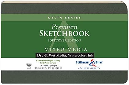 Stillman & Birn Delta Series ספר רישומים Softcover, 8.5 x 5.5, 270 GSM, נייר שנהב, משטח העיתונות הקרה