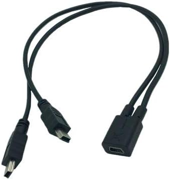 טראודין מיני כבל מפצל USB, מיני USB 1 נקבה עד 2 מיני USB זכר Y מפצל כבל טעינה למוצרים דיגיטליים ובציוד