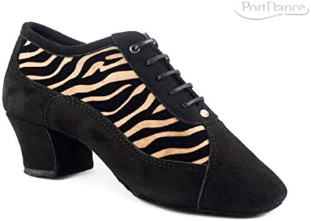 נעלי תרגול Portdance PD703 אופנה - צבע: שחור/נמר דפוס - תוצרת פורטוגל