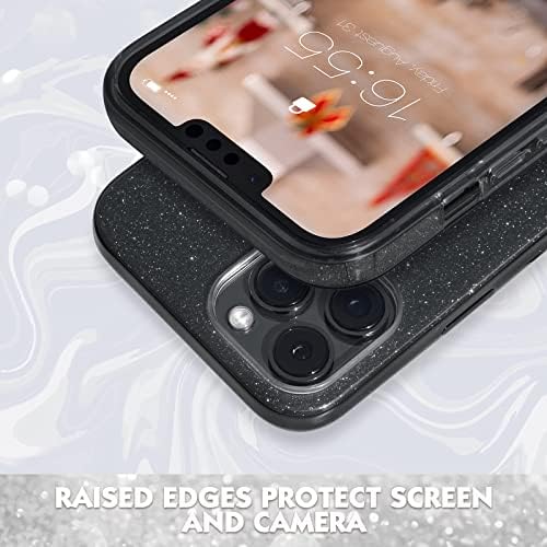 MILPROX תואם למקרה של iPhone 13 Pro, נצנצים נוצצים נוצצים בלינג ג'ל גומי גומי מארז 3 שכבות כיסוי פגוש מגן