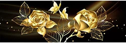 AZQSD DIY 5D ערכות ציור יהלומים למבוגרים ילדים מתחילים פרחי ורד זהב מקדחה עגולה מלאה עם מקדח AB רקמה