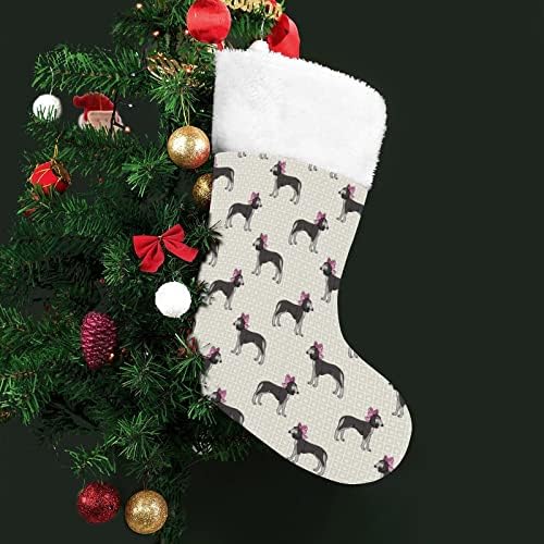 כלב סלוקי חמוד עם קשת ורודה גרב גרביים תלויים מדפיסים קישוטי אח עץ חג המולד