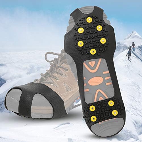 Laionty Anti Skid Ice Ice Autlshoe מתיחה סמלים דוקרנים 10 נגלות שיניים להליכה על שלג וטיפוס