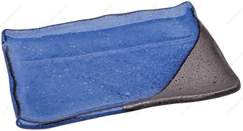 מ.מ. מסחר MCN5001S6V צלחת סושי ג'פנית כחולה עם פינת שחורה, 8.25 x 6 אינץ ', סט של 6