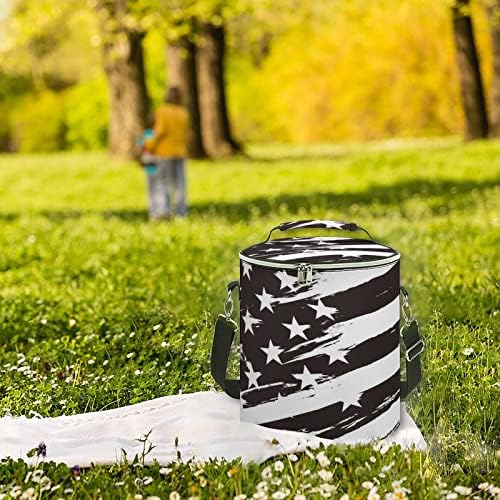 אמריקאי אמריקאי דגל שחור ולבן ארוחת צהריים תיק עמיד למים לשימוש חוזר תיבת קריר תיק עבור משרד