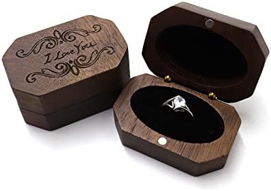 אני אוהב אותך חקוק אגוז טבעת תיבת עבור הצעה, כפרי עץ טבעת אחסון מחזיק ארגונית תיבת עבור הצעת אירוסין חתונה טקס
