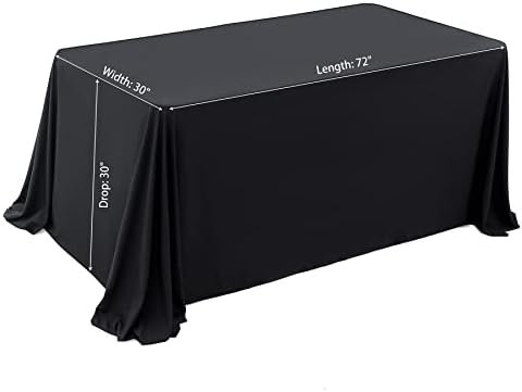 Gogoparti 12 פאק שחור 90x132 אינץ 'בגדי שולחן לשולחנות מלבן בגודל 6 רגל / 8 רגל