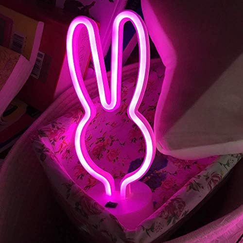 יצירתי הוביל ארנב ראש ניאון אורות יפה שלטי ניאון מנורה עם הדום סוללה מופעל לילה אורות חמוד ורוד ארנב ראש ניאון