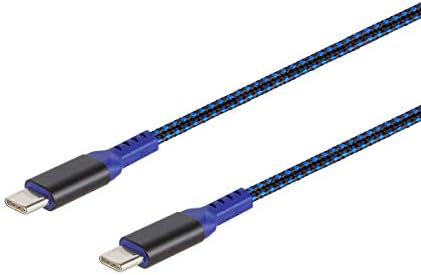 מטען התגנבות מונופריס וסנכרון USB 2.0 מסוג C To Type -C - 1.5 רגל - כחול, עד 3A/60 וואט, טעינה מהירה