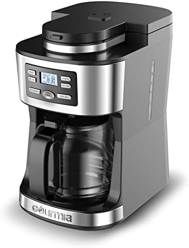 מכונת קפה דיגיטלית גורמיה 12 כוס קפה גדולה מכונת קפה משולבת מטחנת קפה וסיר קפה זכוכית עם נירוסטה