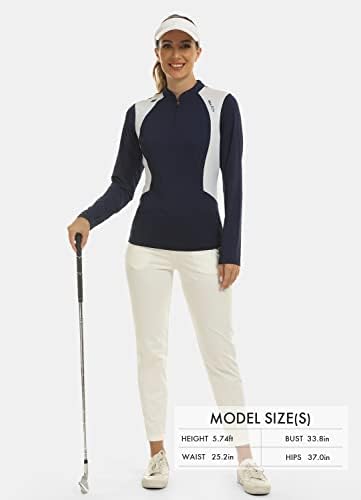 Mofiz רוכסן נשים גולף טניס טניס חולצות שרוול ארוך ספורט ספורט ספורט אתלטי מהיר צמרות טיול יבש