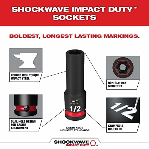 עבור מילווקי 49-66-7024 Shockwave 3/8 Drive SAE 6 נקודה מערך שקע השפעה-8 pc