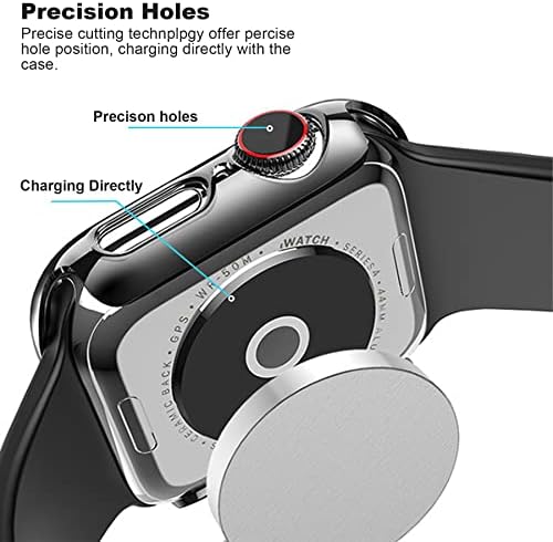 Censera 2-Pack Case Case התואם לסדרת Apple Watch 7 41 ממ מובנה HD מגן מסך זכוכית מחוסמת, IWatch כיסוי מגן