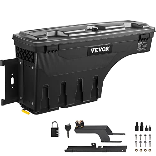קופסת אחסון מיטת המשאית של Vevor, מכסה הניתן לנעילה, גלגל ABS אטום למים תיבת כלים 6.6 גל/20 ליטר