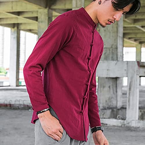 BMISEGM חולצות שמלת גברים בקיץ חולצות שרוול ארוך חולצות כפתור קשר סיני במורד חוף יוגה יוגה מזדמנים חולצות