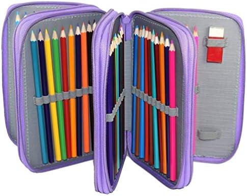 OperitAcx 72 חריצים עפרון מחזיק עפרון שימושי עם רוכסן עם רוכסן 4 שכבות עפרונות צבעוניים שקית עיפרון