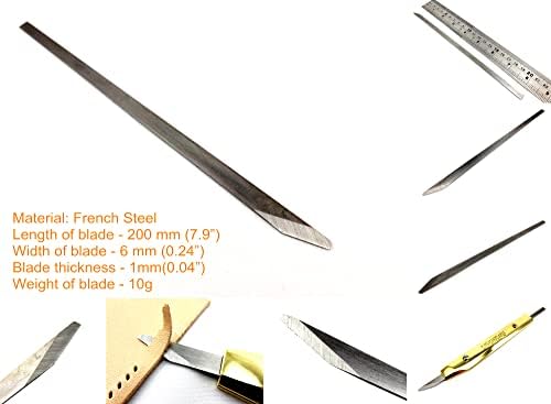 2 יחידים מחליפים להבים לעור מלאכת עור פליז צרפתי ידית חיתוך שטוחה סכין חותך