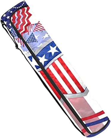 אמריקאי דגל קאניס לטרנס יוגה מחצלת שקיות מלא רוכסן יוגה לשאת תיק לנשים גברים, תרגיל יוגה מחצלת עם רצועה
