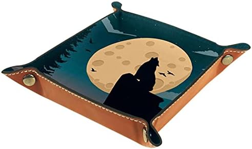 ירח חלל נוף מעשי מיקרופייבר עור אחסון מגש - משרד שולחן מגש המיטה נושא כלים אחסון ארגונית עבור ארנק מפתח