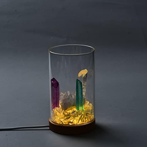 Cnyanfei גבישים גולמיים במנורת בקבוקים גביש טבעי גביש USB מנורת שולחן ריפוי אור גביש מנורת שולחן