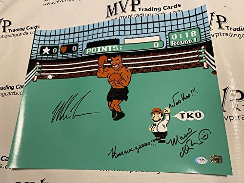 PSA/DNA אותנטי מייק טייסון וצ'רלס מרטינט חתימה 16x20 תמונה של אגרוף אגרוף של מייק טייסון -הנה