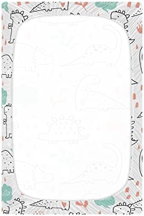 קיגאי דינוזאור מצחיק מצויד גיליונות עריסה לתינוקות לבנים ובנות, 28 '' x 52 '' רך נושם יוניסקס גיליון