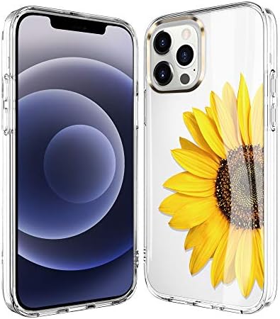 מארז Baisrke iPhone 12 Pro Max, עם פרחים, לנשים גבישות, דפוס פרחוני ברורה בהלם כיסוי גב קשה לטלפון 6.7 אינץ '2020