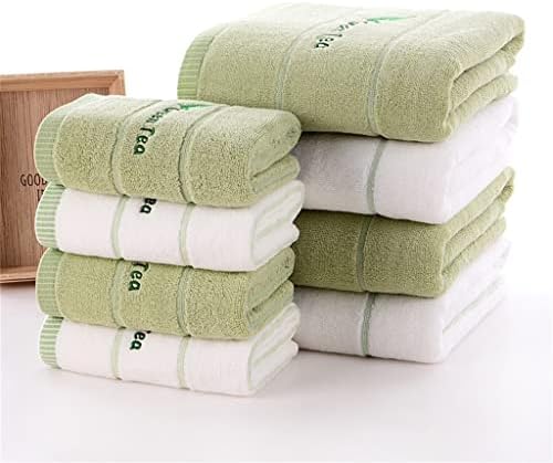 MJWDP 3 חתיכות סט מגבות צבעים ירוקים לבנים מגבות אמבטיה מכותנה אביזרי אמבטיה רקומים (צבע: לבן, גודל