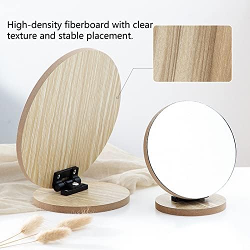 יומישלי עץ 360-תואר מסתובב חד צדדי שולחן איפור מראה נייד להסרה קטן מראה, חדר שינה, אמבטיה השיש פשוט איפור מראה,