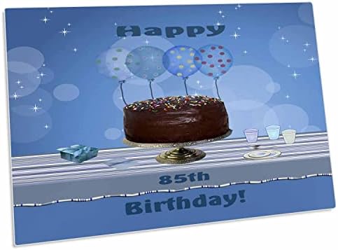 3רוז מסיבת יום הולדת 85 עם עוגת שוקולד וכחול. - משטח שולחן מחצלות מקום