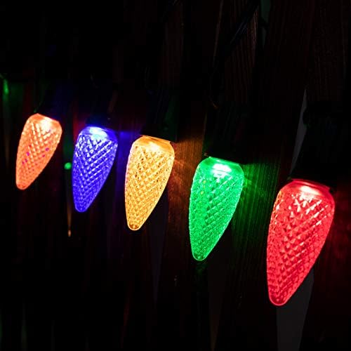 Brightown C9 מיתרי חג המולד אורות חיצוניים אורות פיות חיצוניים אורות תותים מפנים הניתנים להרחבה UL מוסמך