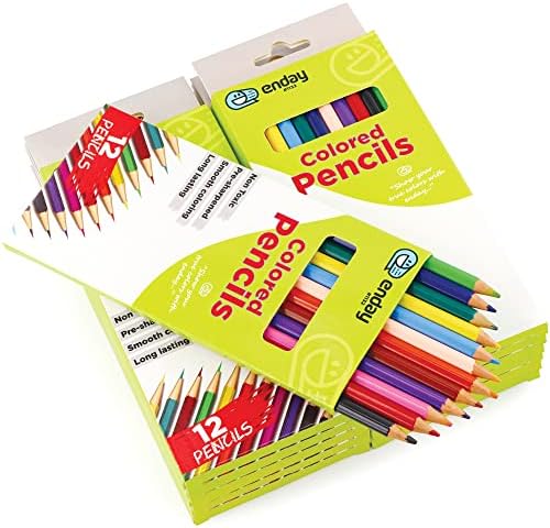 עפרונות צבעוניים של enday 12 ספירה, עפרונות צבעים מעורפלים מראש לילדים ולבוגרים, ציוד אמנות ובתי