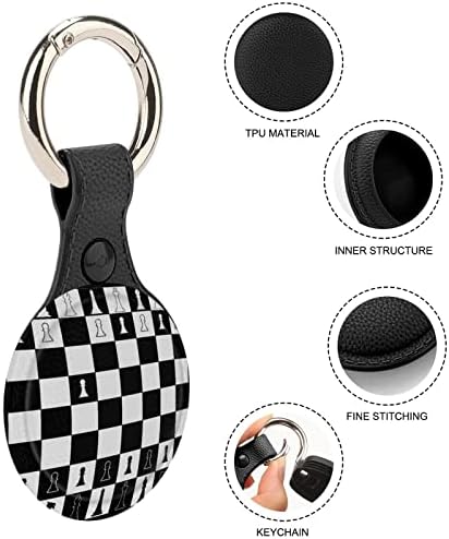שחור ולבן פריסה של שחמט לוח מגן מקרה תואם עבור איירטאג אנטי אבוד איתור מחזיק עם מפתח טבעת עבור