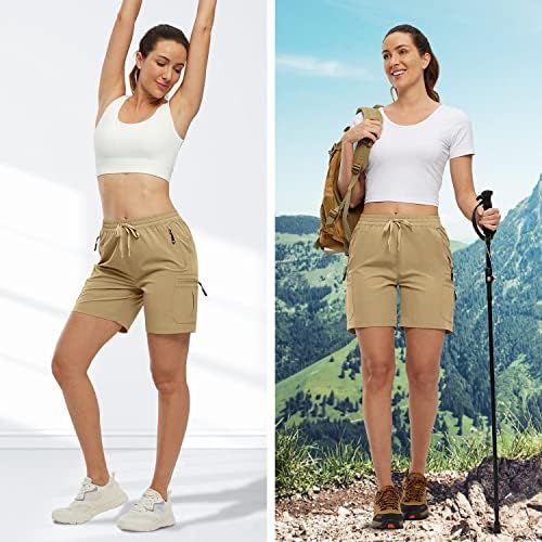 מכנסי טיול לנשים של Gopune מכנסיים קצרים מהיר משקל קל משקל קלים מכנסיים קצרים חיצוניים של קיץ אתלטי