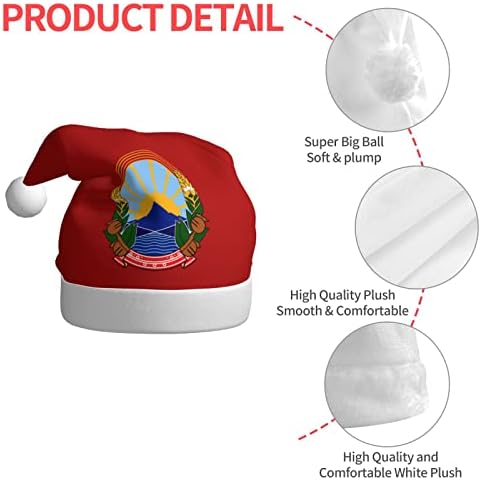 זלטאס מעיל של זרועות של צפון מקדוניה חג המולד כובע למבוגרים רך נוח סנטה כובעי חג המולד לשנה חדשה חג ספקי צד