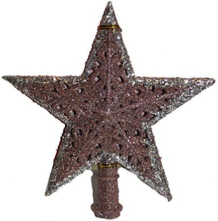 נושא המשי של רוז המשי נושא 8.3 H נצנץ גימור כוכב עץ כוכב טופר עץ חג המולד קישוט