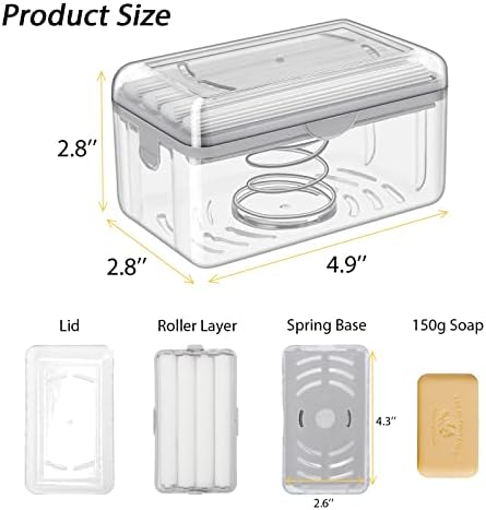 3 מארזים מתקן רולר סבון סבון, תבשיל סבון נייד 2 ב -1 ב -1.