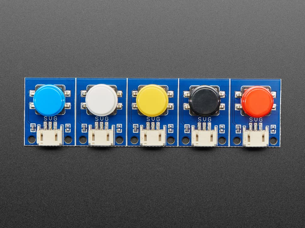 Adafruit 4431 Stemma Wired Wired Tactile Putton Pack - 5 חבילת צבעים