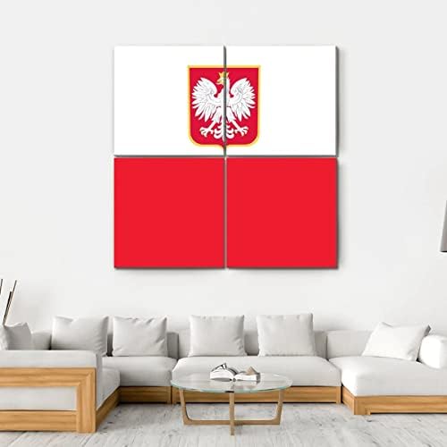 ארגו פלוס רפובליקה של פולין דגל אמנות קיר אמנות מדהימה ציור מתוח מוכן לתלות לעיצוב הבית - מושלם לקיר גלריית הסלון