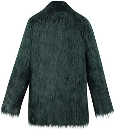 ז'קט פרווה דמוי נשים פתוח קדמי פלאפי דש חם שרוול ארוך מעיל קרדיגן אופנה אופנה צבע אחיזה מעיל מעיל