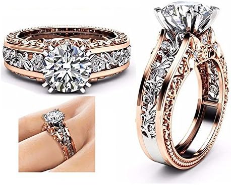 הבטחת טבעות לחברה סטרלינג כסף אופנה חתונה הפרדת רוז פרחוני טבעת זהב נשים אירוסין