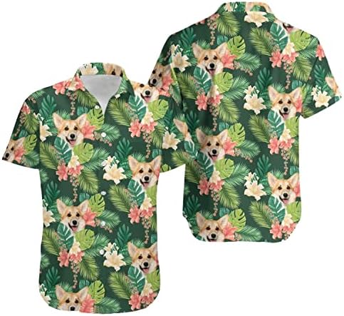 קורגי כלב שושן פרח דפוס טרופי חולצה הוואי מקסימה צמחי חיות מחמד מקסימים חולצת ויברציות קיץ