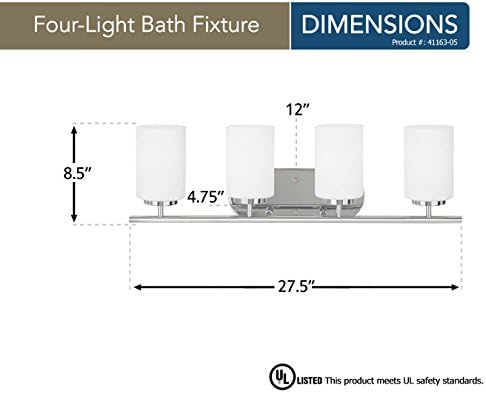 שַׁחַף תאורת 41163-05 אוסלו קיר / יהירות אמבטיה סגנון מתקן, ארבעה-אור, כרום
