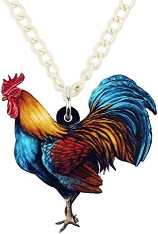 אקריליק ייחודי עוף תרנגולת תרנגול שרשרת שרשרת תליון קולר אופנה חוות חיות מחמד תכשיטי לנשים מתנת קסם