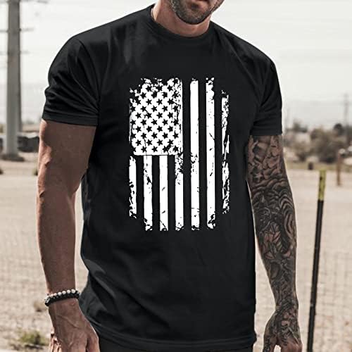 חולצות שרירים פטריוטיות לגברים מזדמנים חולצות רביעי ביולי שרוול קצר בתוספת גודל גודל חולצת אימון צוואר דגל אמריקאי