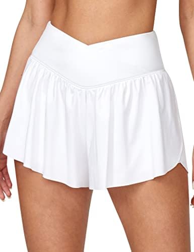 IUGA 2 ב 1 מכנסיים קצרים זורמים מכנסיים קצרים פרפר קרוסאובר ריצה מכנסיים קצרים לנשים בגדים ספורטיים