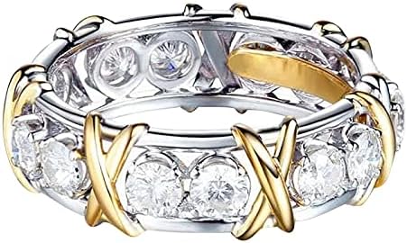 טבעות צלב זירקון מצופות נשות טבעת יהלום מלאה x קרוס צלב מויסניט טבעת קלאסית תכשיטים טבעת עיצוב רזה